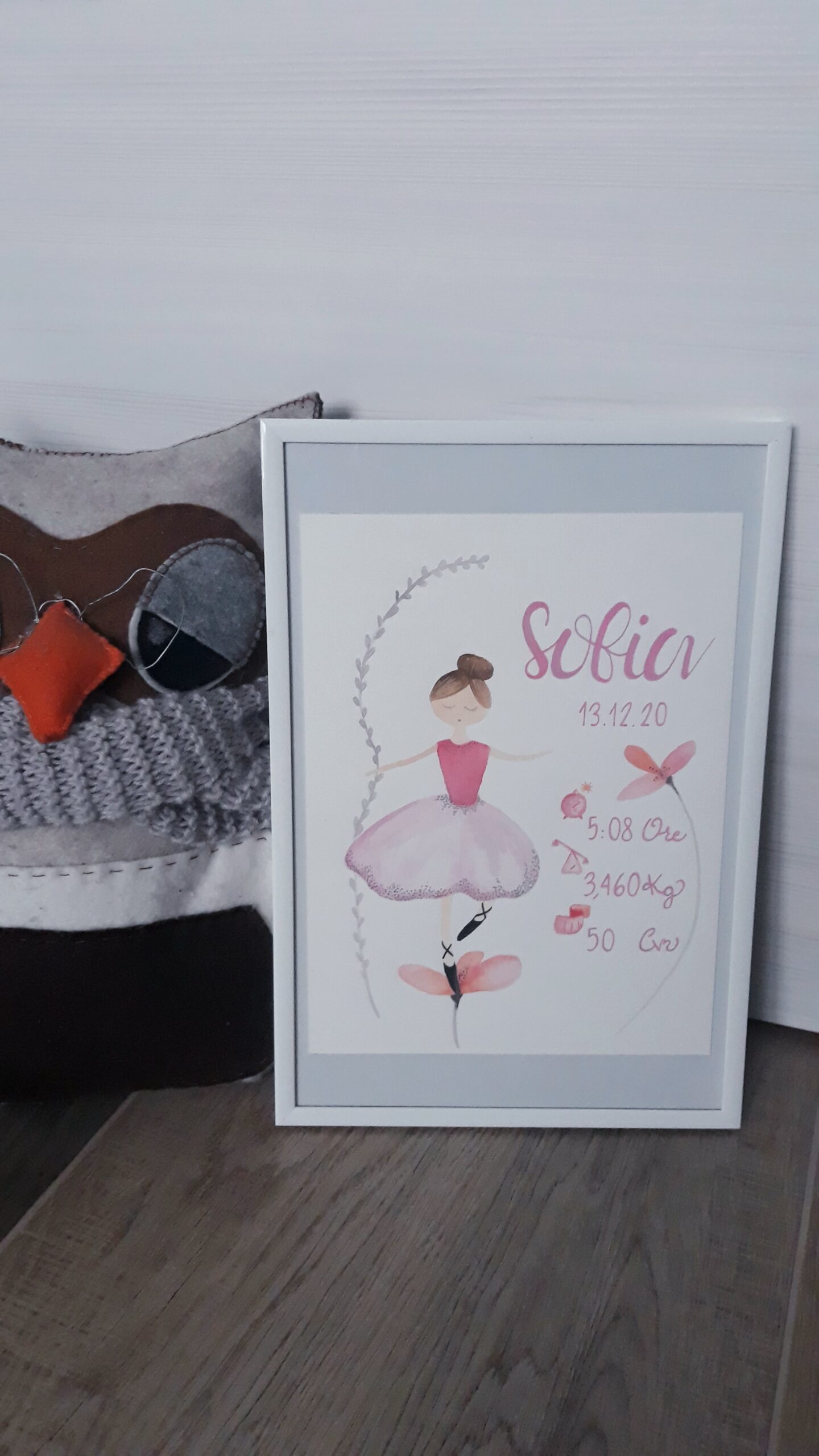 Acquerello bambino/bambina lettere iniziali nome disegno stampa dipinto a  mano regalo nascita quadro -  Italia